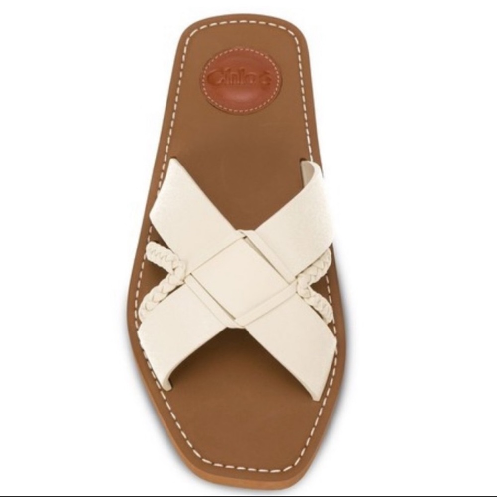 Chloe criss cross leather sandals sand yellow